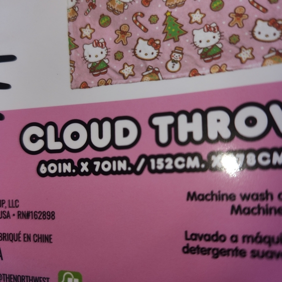 Pink Hello Kitty Christmas Gingerbread Cookie Blanket - Picture 5 of 6